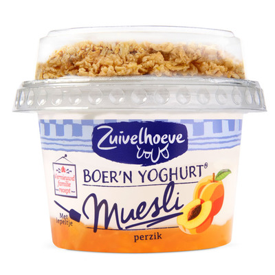 Zuivelhoeve Boer'n yoghurt muesli perzik