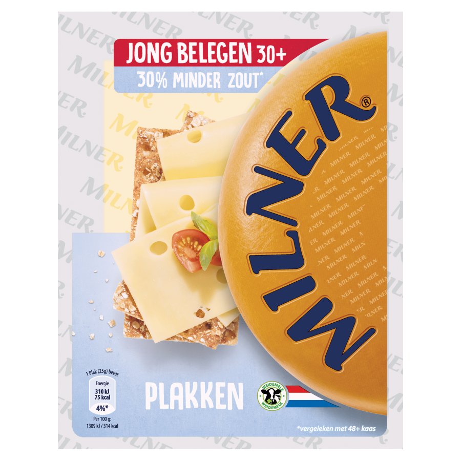 Milner Minder zout 30+plakken