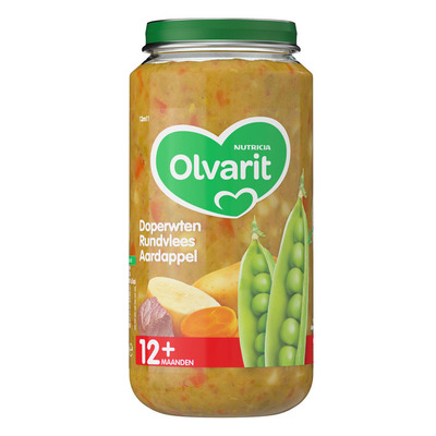 Olvarit Doperwten rundvlees aardappel 12+ mnd