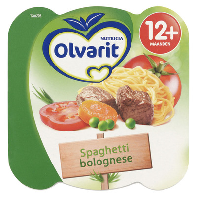Olvarit Peutermenu spaghetti bolognese 12+ mnd