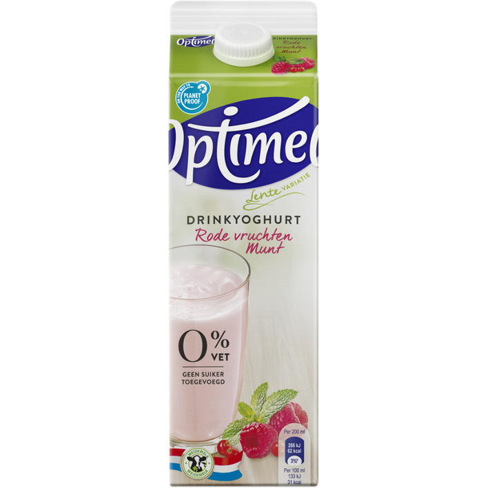 Optimel Drinkyoghurt rode vruchten-munt
