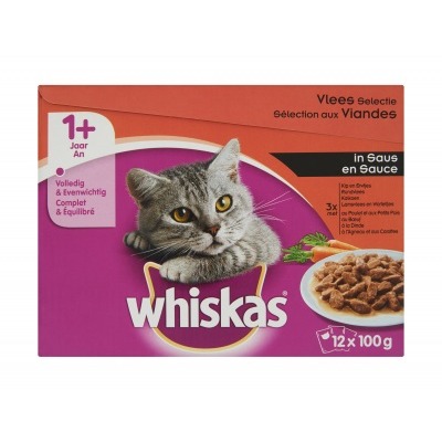 Whiskas Multipak vlees in saus 1+ 12-pak