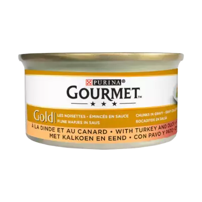 Gourmet Gold Fijne Hapjes in Saus met Kalkoen en Eend