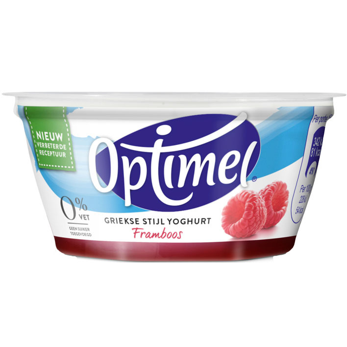 Optimel Magere Griekse stijl yoghurt framboos