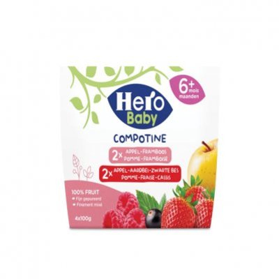 Hero Babycompote appel-aardbei-bes 6m