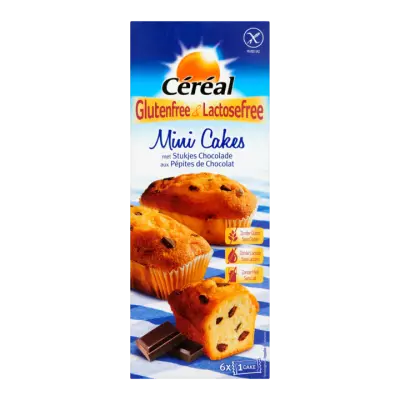 Céréal Glutenfree & Lactosefree Mini Cakes met Stukjes Chocolade 6 Stuks