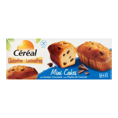 Céréal Glutenfree & Lactosefree Mini Cakes met Stukjes Chocolade 6 Stuks