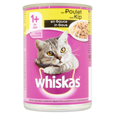 Whiskas Kattenvoer Nat Kip in Saus 1+ Jaar 400 g