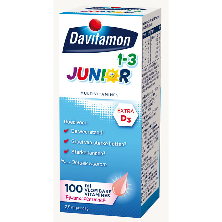 Davitamon Junior multivitamines framboos 1-3 jaar
