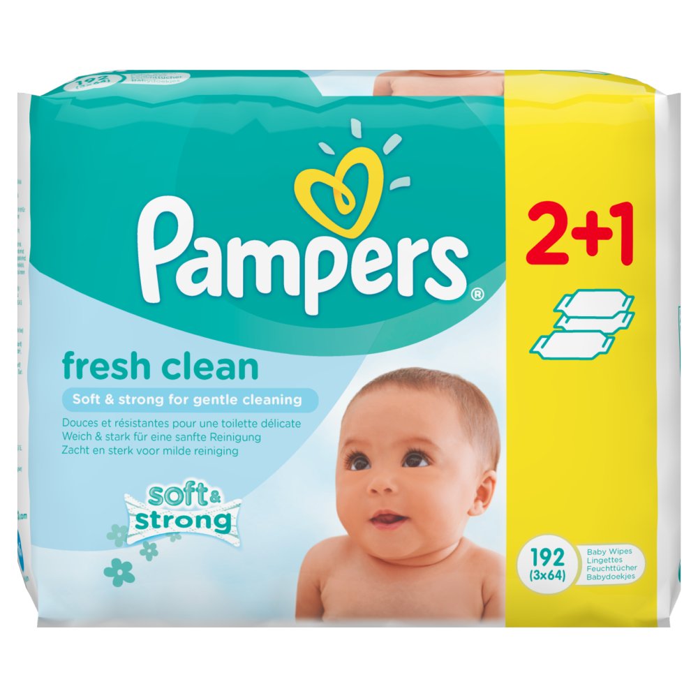 Pampers Fresh Clean Babydoekjes 3 Verpakkingen 192 Doekjes
