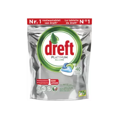Dreft Platinum Vaatwastabletten Regular 40 Capsules