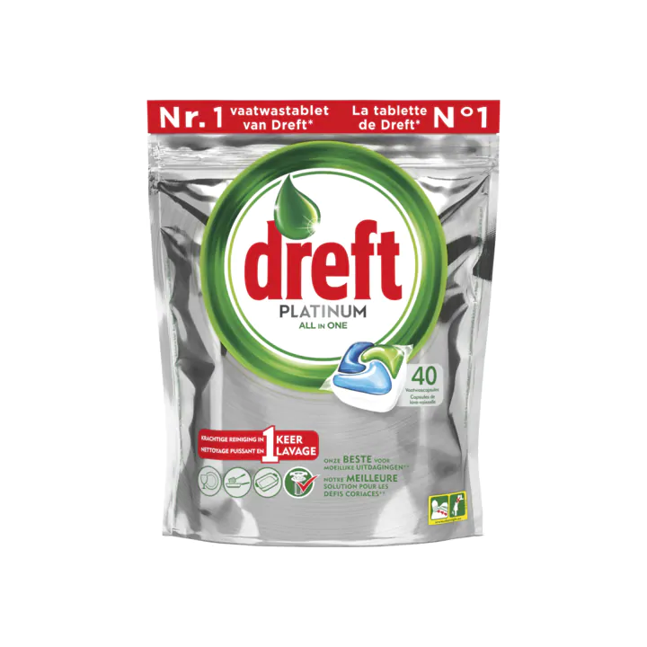 Dreft Platinum Vaatwastabletten Regular 40 Capsules