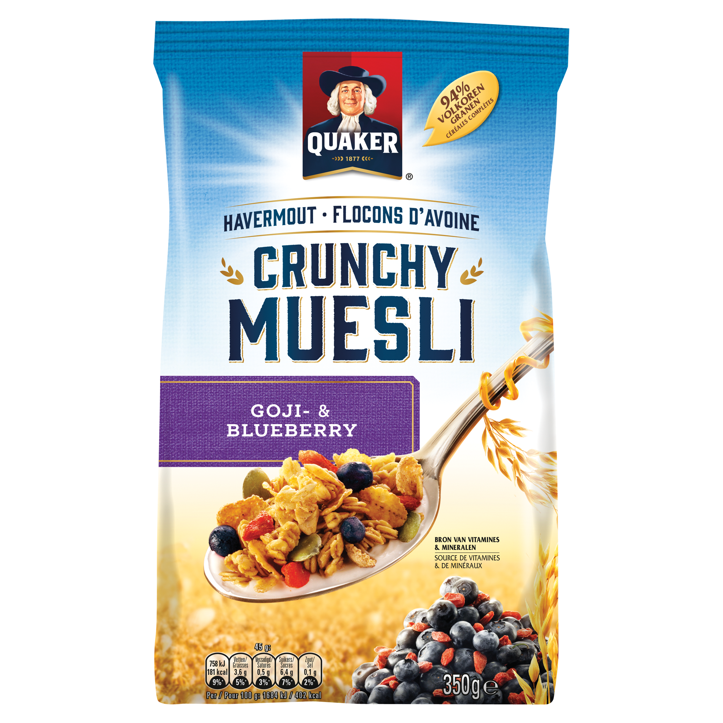Quaker Crunchy Muesli Goji & Blauwe Bes 350 gr