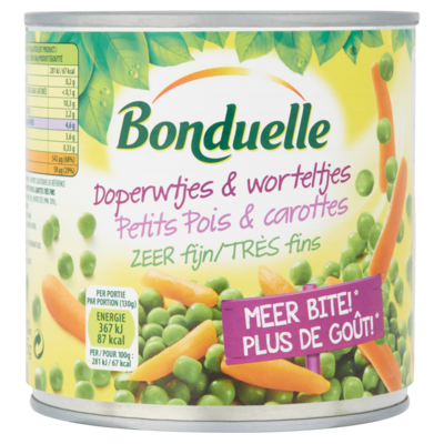 Bonduelle Doperwten met wortetjes zeer fijn