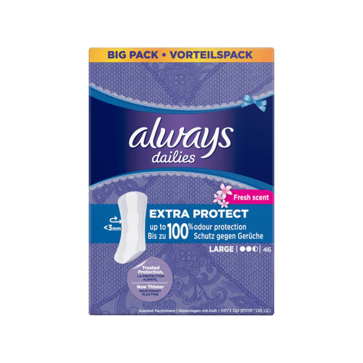 Always Dailies Extra Protect Large Fresh Inlegkruisjes x
