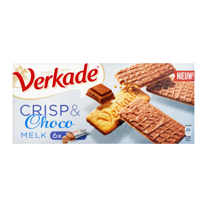 Verkade Crisp & Choco Melk 6 x 2 Stuks