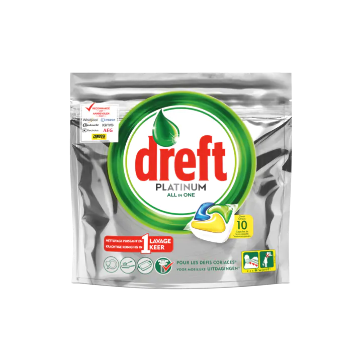 Dreft Platinum Vaatwastabletten Citroen 10 Capsules