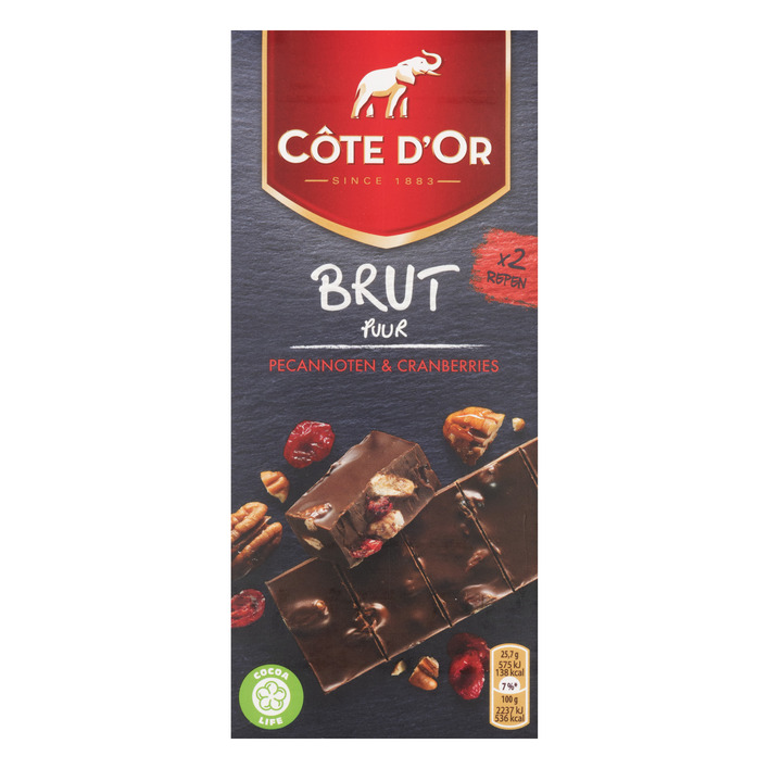 Côte d'Or Brut puur pecan en cranberries