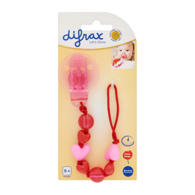 Difrax Fopspeen Hartjes Ketting 0+ Maanden