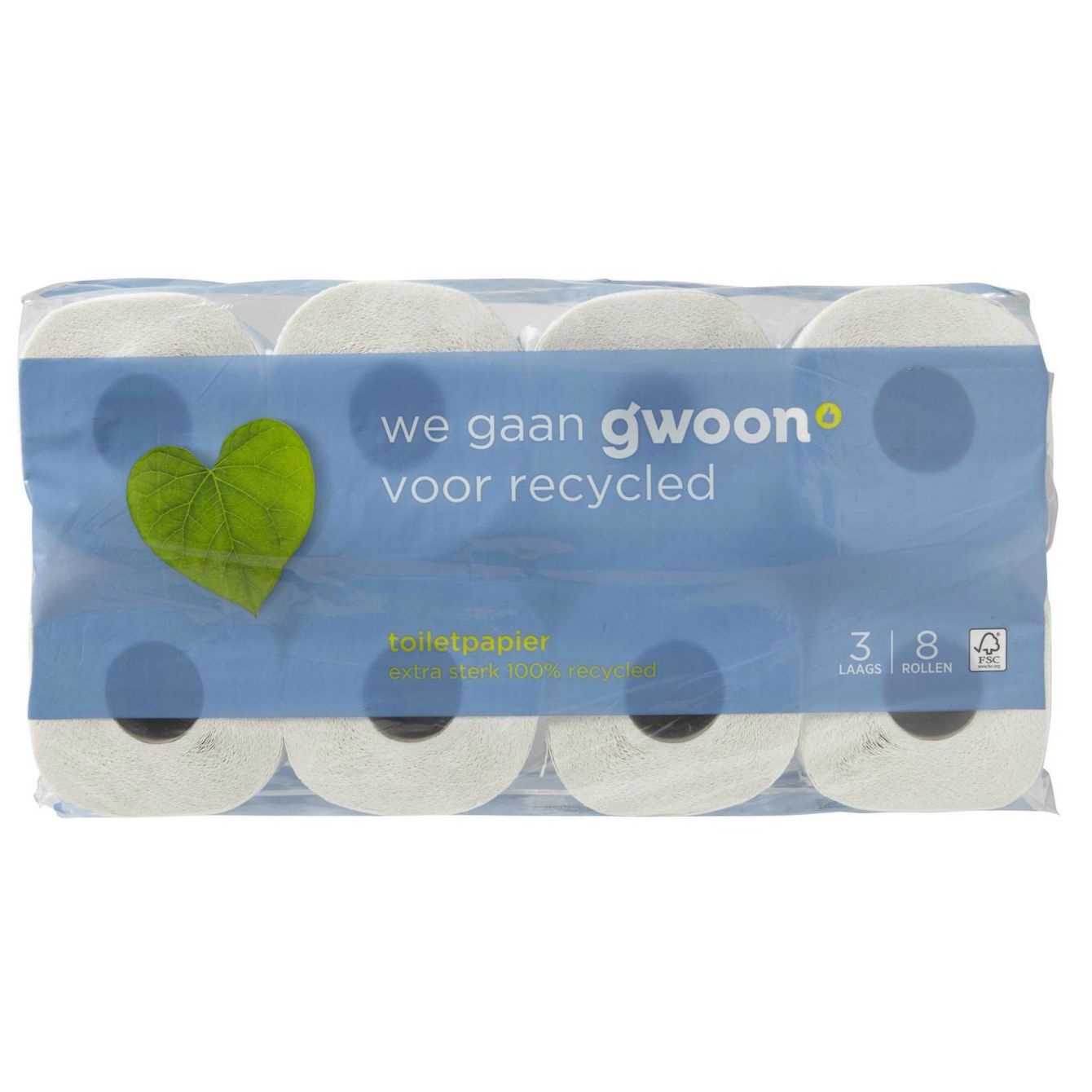 Huismerk Toiletpapier Recycled 8 Rollen 3 Laags
