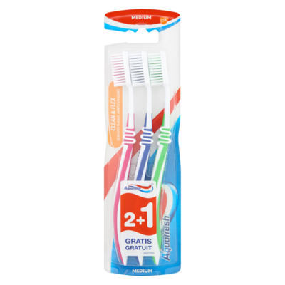 Aquafresh Clean & Flex Medium Tandenborstel 2+1 Gratis
