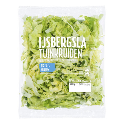 Huismerk IJsbergsla met tuinkruiden