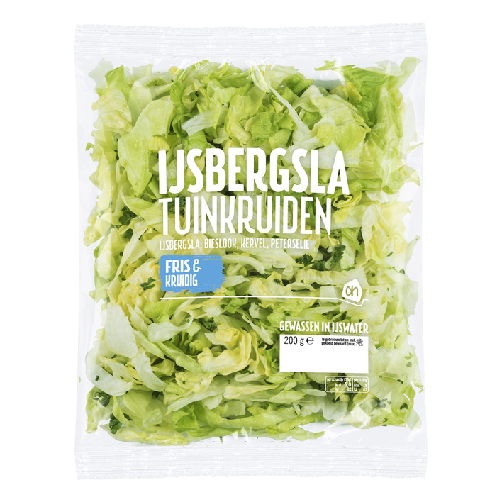 Huismerk IJsbergsla met tuinkruiden