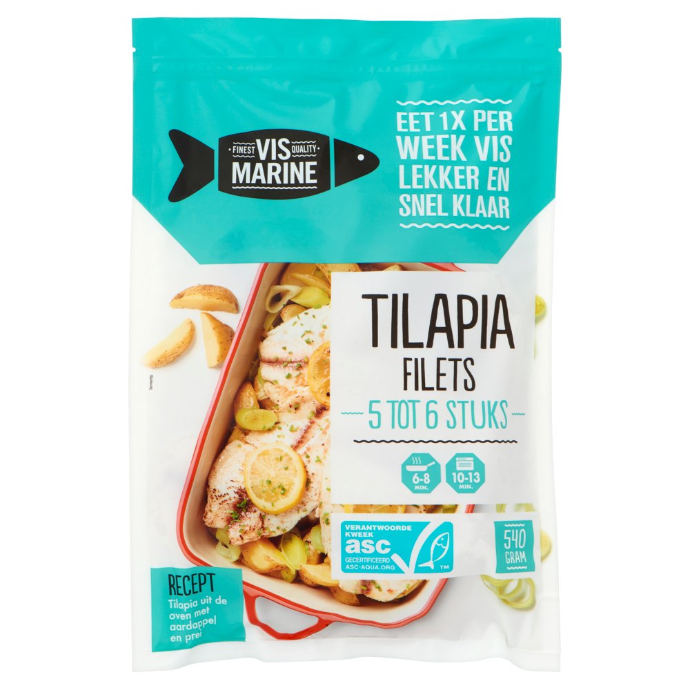 Vis Marine Tilapia Filets 5 tot 6 Stuks 540 g