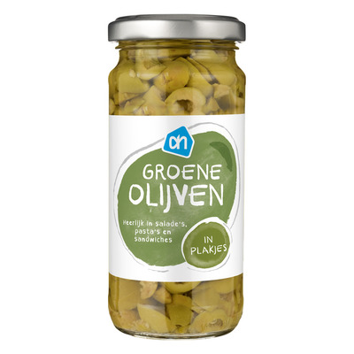 Huismerk Groene olijven in plakjes