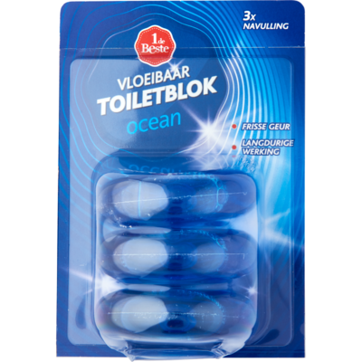 Huismerk Toiletblok vloeibaar navulling ocean, 3 stuks