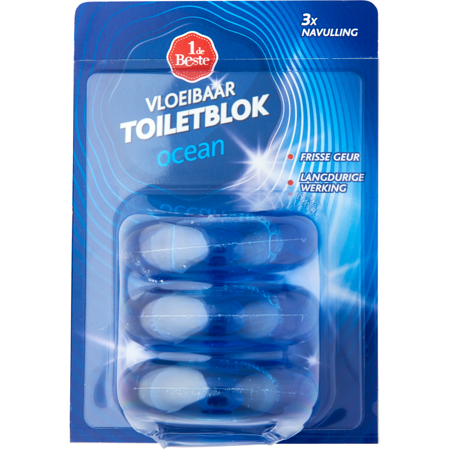 Huismerk Toiletblok vloeibaar navulling ocean, 3 stuks