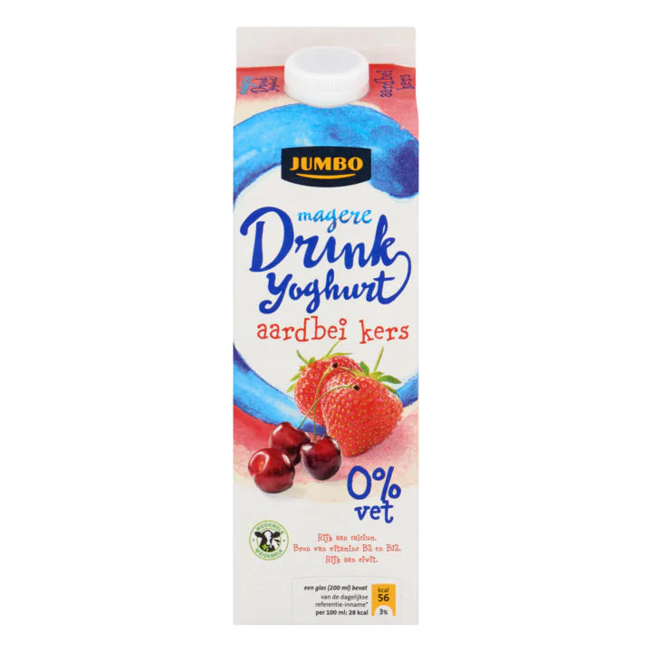Huismerk Magere Drinkyoghurt Aardbei Kers 0% Vet