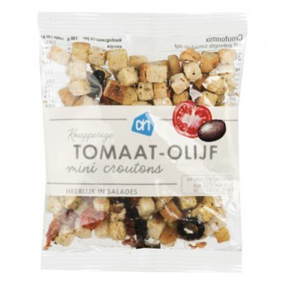 Huismerk Mini salade croutonmix zontomaat-olijf