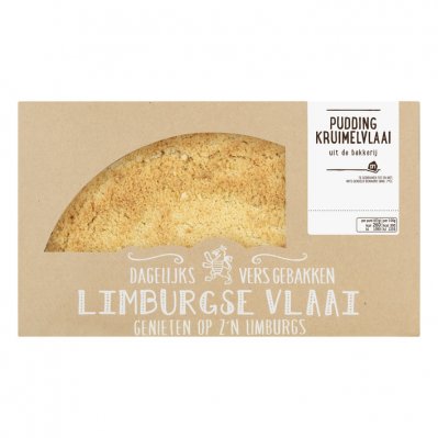Huismerk Pudding-kruimelvlaai half