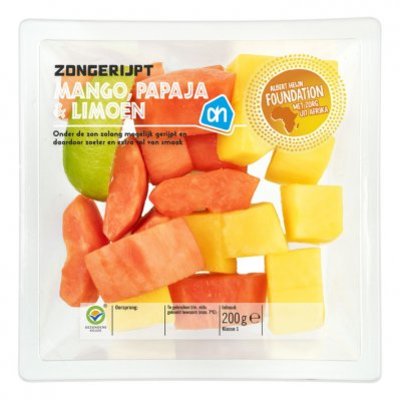 Huismerk Zongerijpte mango-papaja-limoen