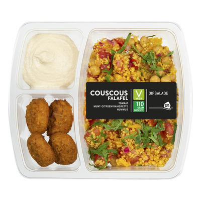 Huismerk Dipsalade couscous-falafel met hummus