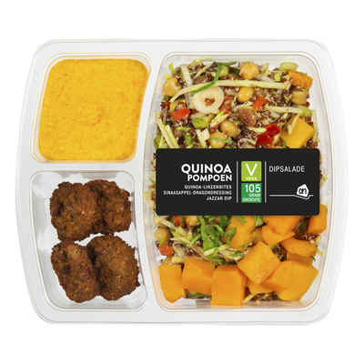 Huismerk Dipsalade quinoa-pompoen met jazzar