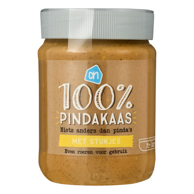 Huismerk 100% pindakaas met stukjes pinda