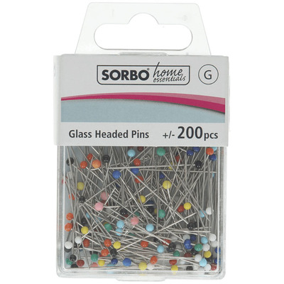 Sorbo Kopspelden met glaskop +/- 200 stuks