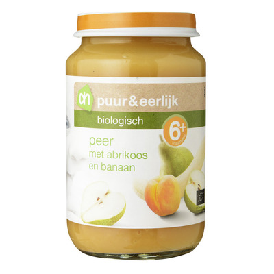 Huismerk Biologisch Fruithapje peer-abrikoos-banaan 6+