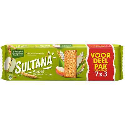 Sultana Fruitbiscuit appel 7-pak voordeel