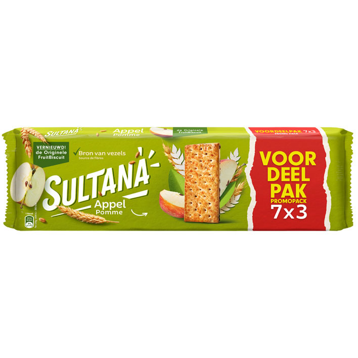 Sultana Fruitbiscuit appel 7-pak voordeel