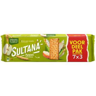 Sultana Fruitbiscuit appel 7-pak voordeel