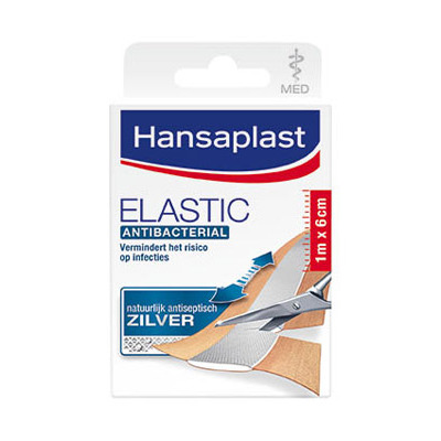 Hansaplast Pleisters elastic Antibacterial Zilver 1m x 6cm