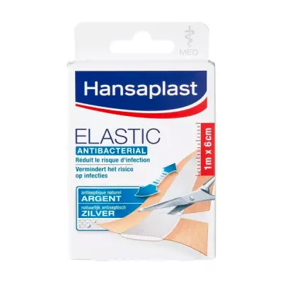 Hansaplast Pleisters elastic Antibacterial Zilver 1m x 6cm