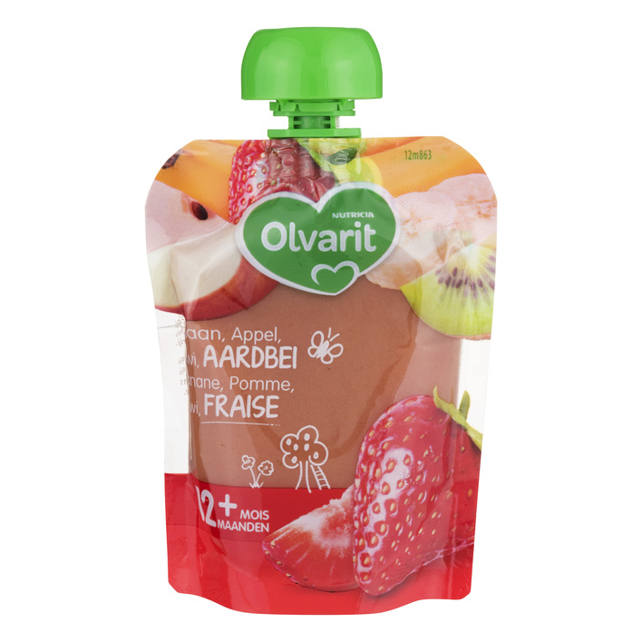 Olvarit Knijpzakje banaan appel aardbei 12+ mnd