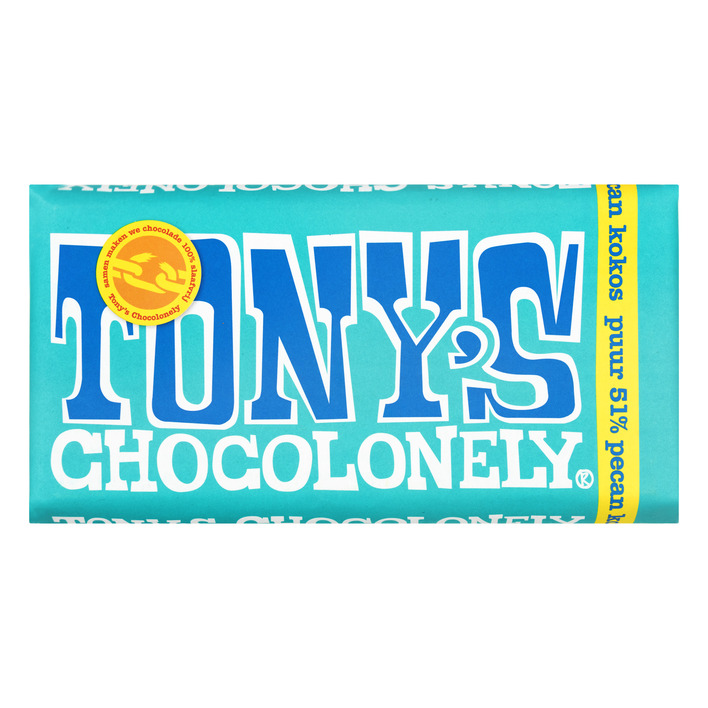 Tony's Chocolonely Puur 51% pecan-kokos