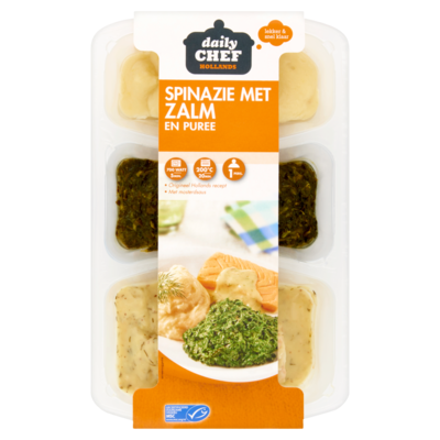 Huismerk Spinazie/zalm/puree