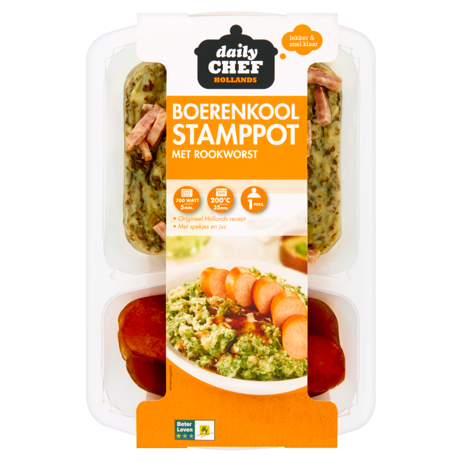 Huismerk Boerenkoolstamppot met rookworst