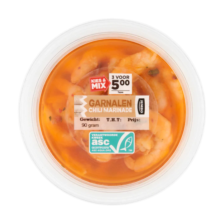 Huismerk Garnalen in Chili Marinade